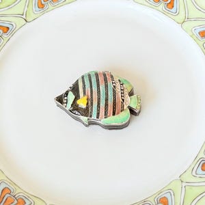 Versailles Enamel Fish Trinket Box | Tropical Striped Sea Life Jewelry Box | Vintage 1990s Ocean Decor | Maritime Hinged Crystal Keepsake