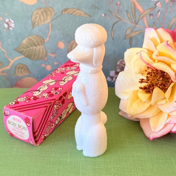 Vintage Avon White Poodle Perfume Bottle: Topaze Cologne, Milk