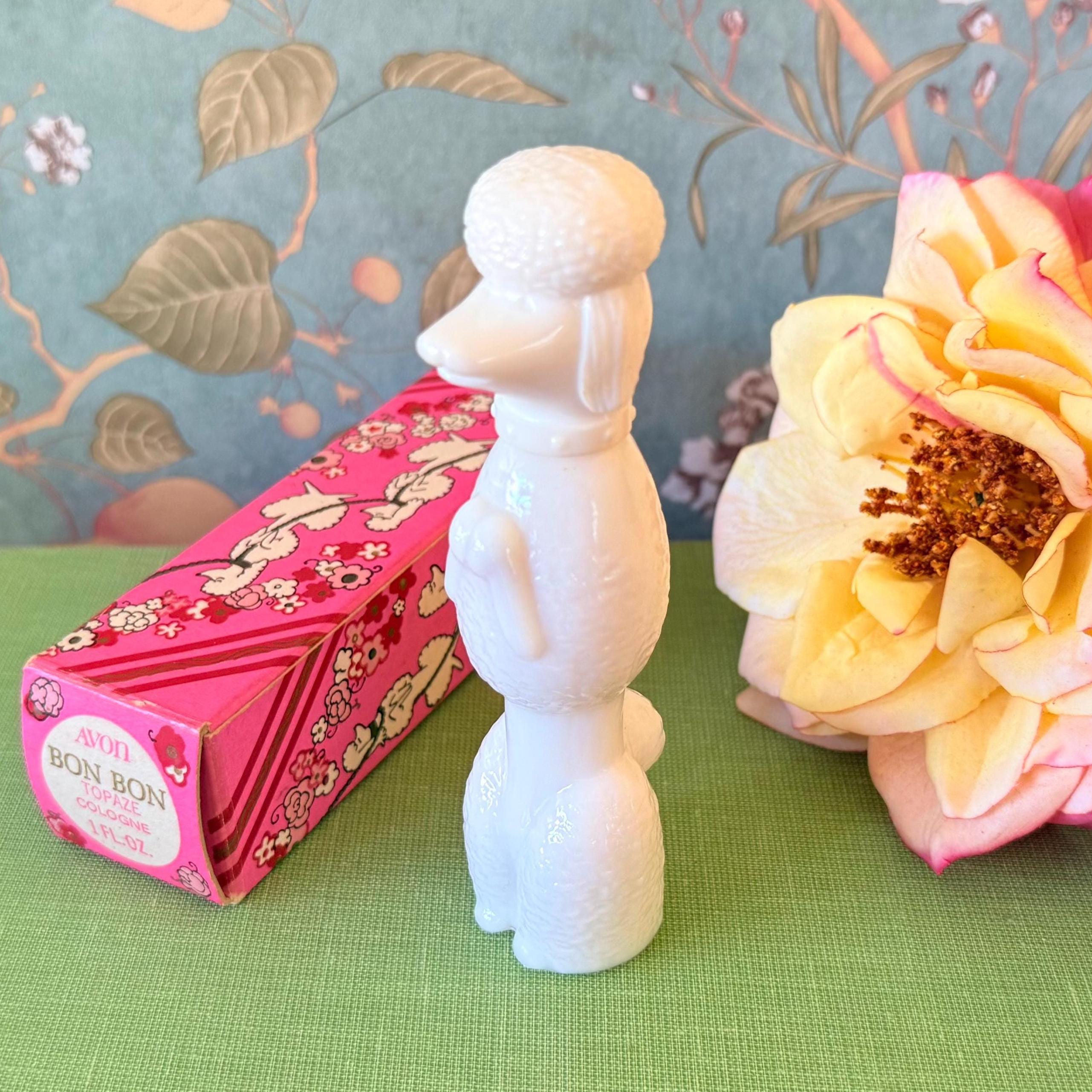 Vintage Avon White Poodle Perfume Bottle: Topaze Cologne, Milk