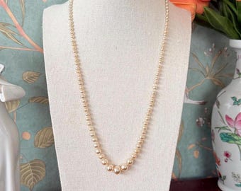 Elegant 1960s Graduated Faux Pearl Necklace with Box Clasp | Vintage Mid Century Bridal Jewelry Gift | Classic Wedding Pearl Knotted Strand