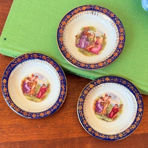 Angelica Kauffman Mini Porzellan Schälchen: Trio Kobalt & Gold Neoklassisches Trio