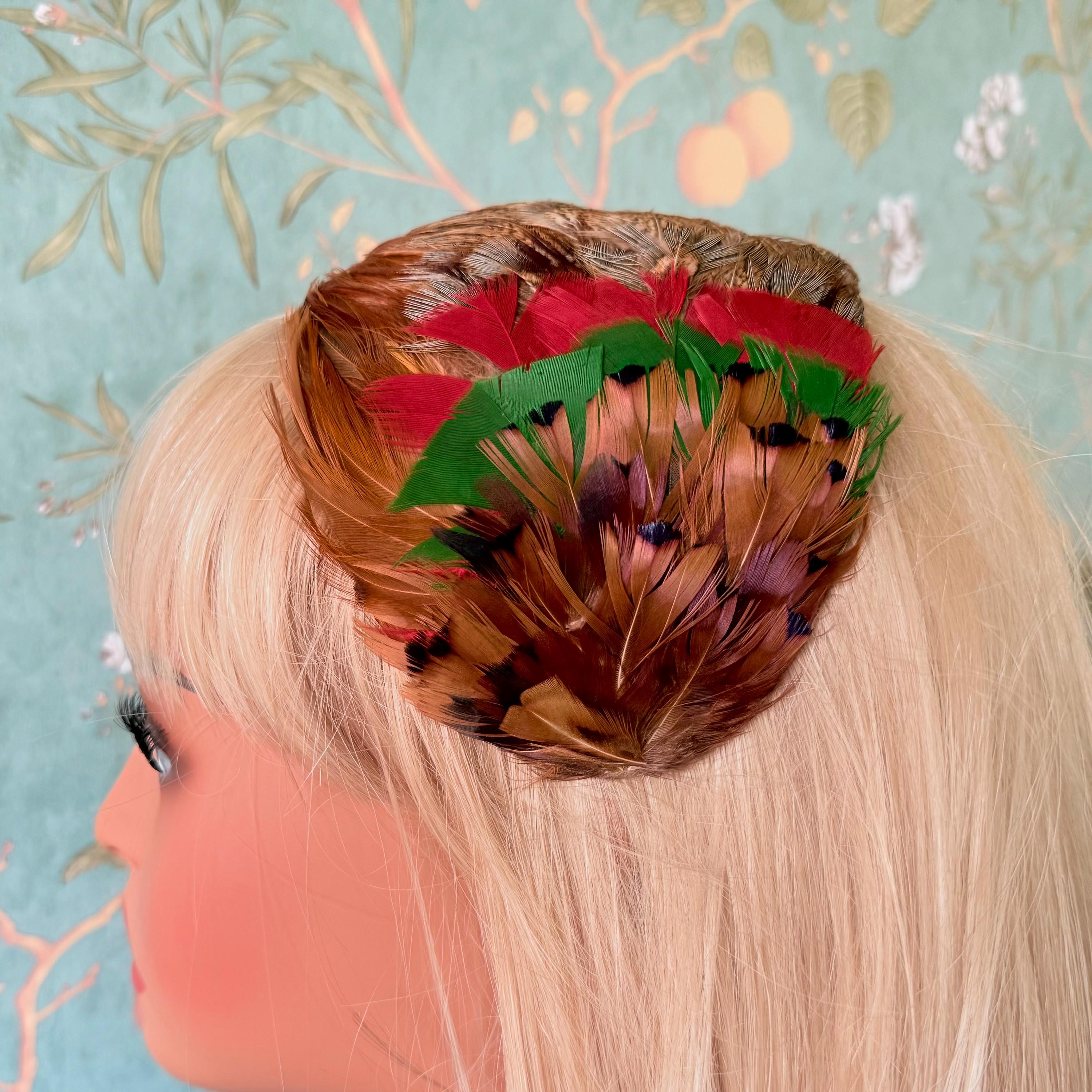 Vtg 60s VALERIE MODES Gorg Green FEATHERS Hat EUVC Valerie Modes Feather Hat - Etsy main image 4
