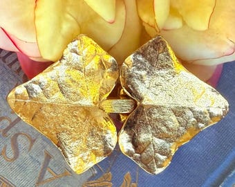 Mimi Di N Gold Ivy Leaf Buckle | 1981 Sculptural Botanical Designer Accessory
