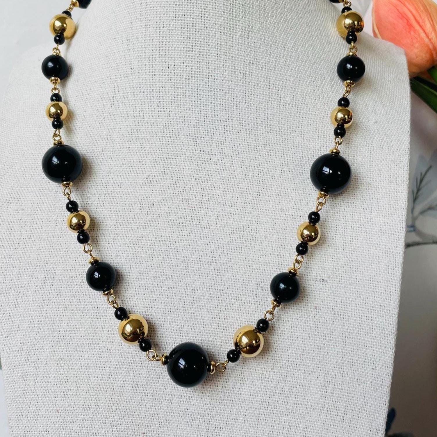 #8. Vintage Art Deco Napier Black and Gold Necklace and Vintage Star  Earrings First picture $13 each or 2 for $25(included Napier golden  main image 2
