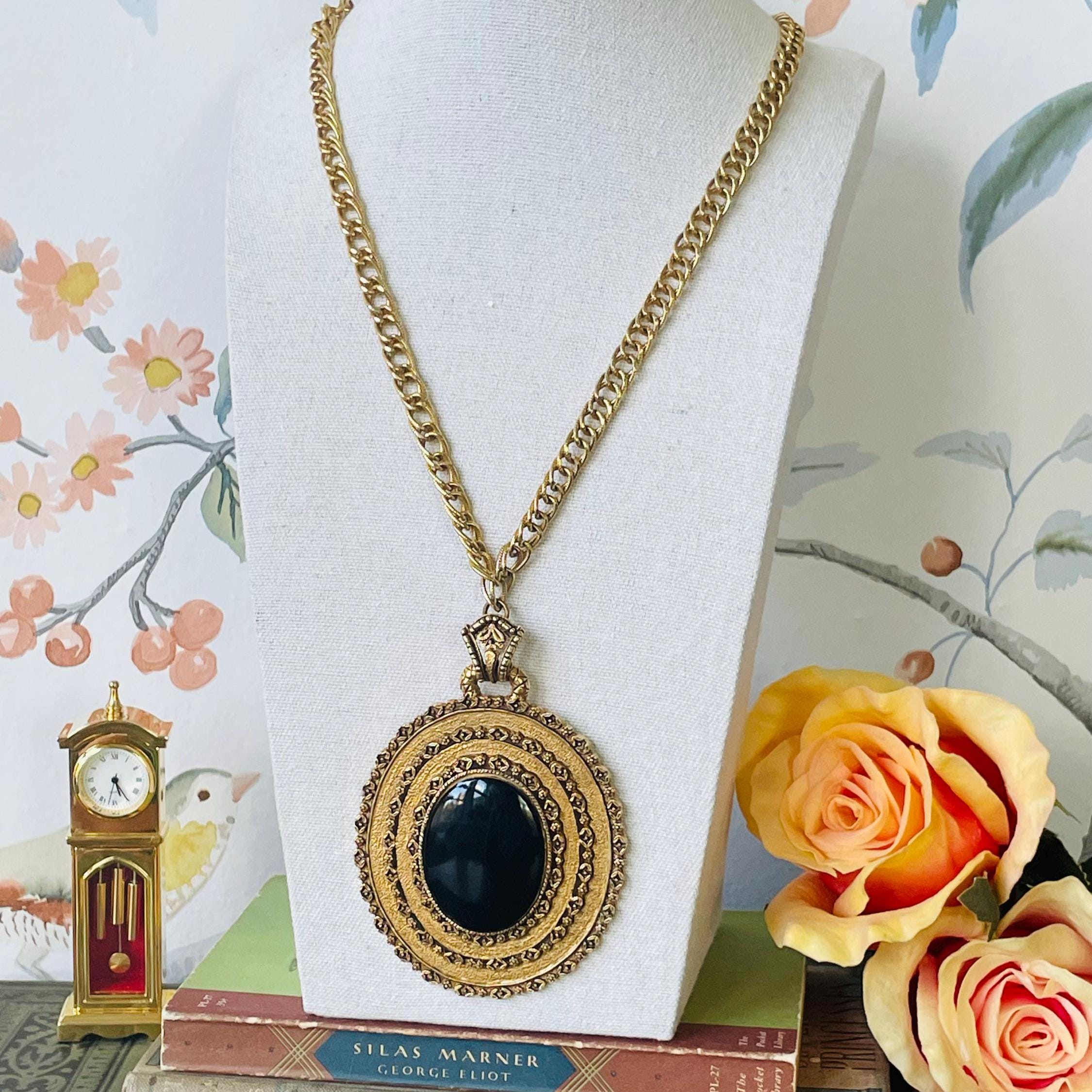Collier Vintage FLORENZA - Croix En Cristal Zircon, Doré, Longueur 56-60 Cm, Occasion