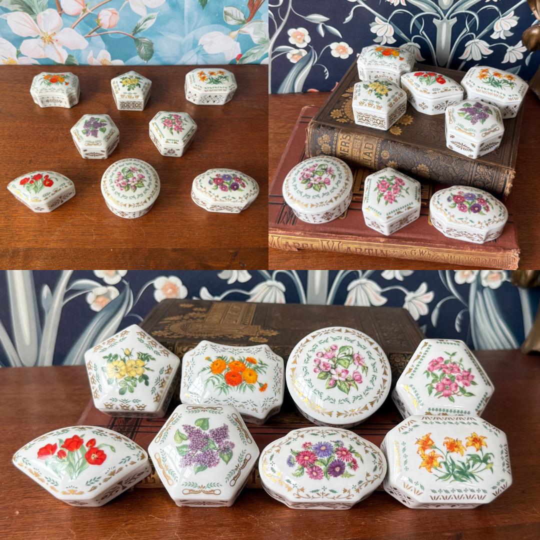 Limoges Porcelain Trinket Box: 1981 DAR Flowers of Colonial