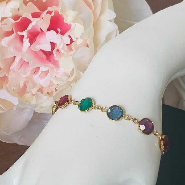 Swarovski Gold Link Bracelet Etsy