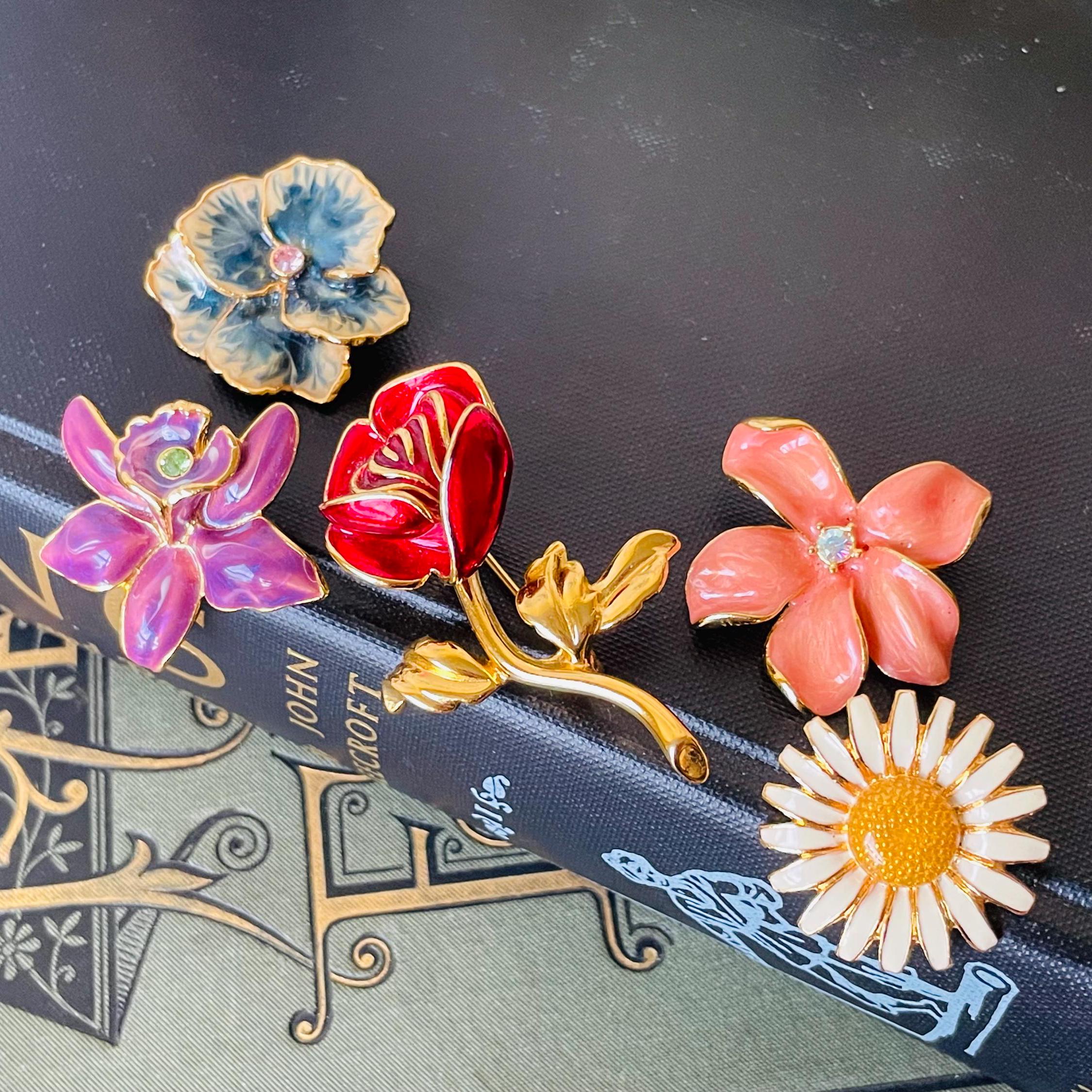 Vintage Joan Rivers Flower Brooch | 1990s Enamel