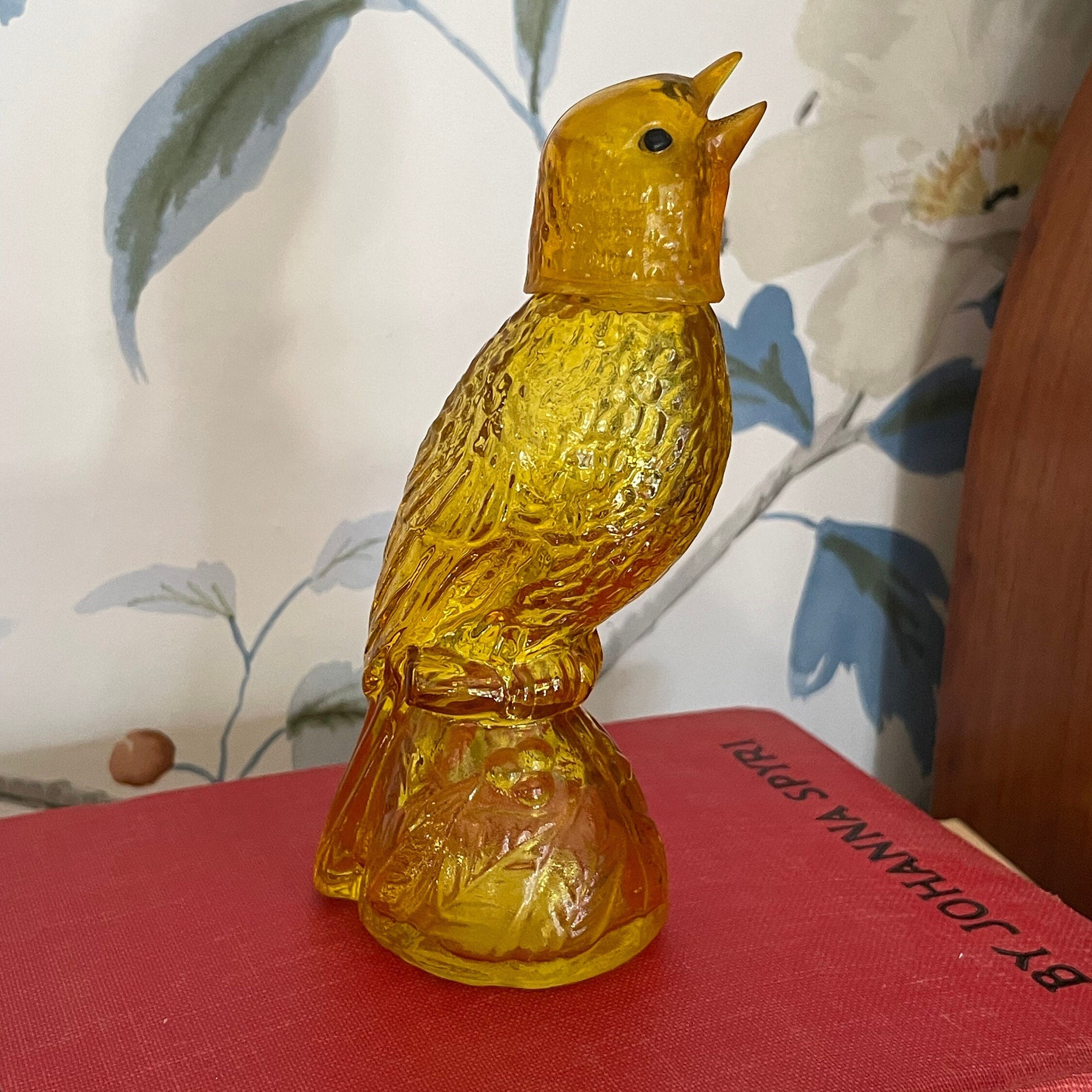Vintage Avon Golden Notes Charisma Cologne Translucent Yellow Bird Perfume  Bottle (1970’s)