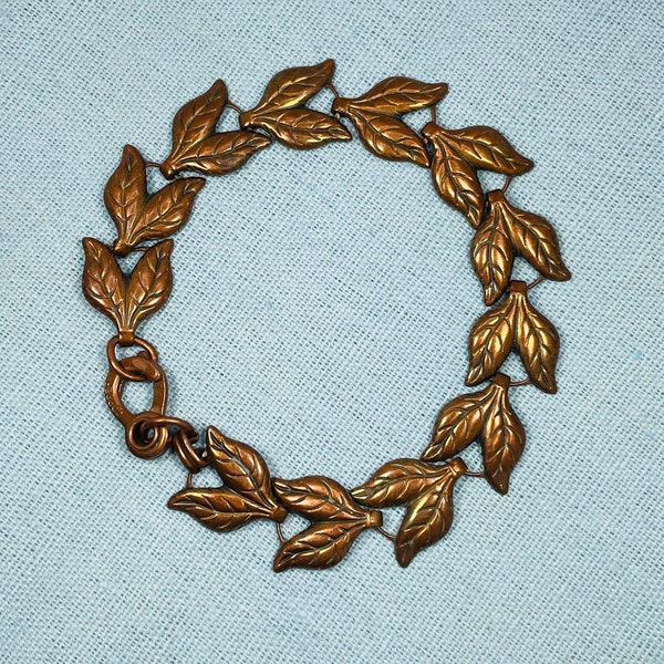 Vintage Copper Double Leaf Link Bracelet (1950’s)