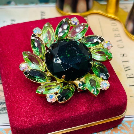 Buy Vintage Juliana Brooch: Green Crystal Flower Pin, 1960s D&E