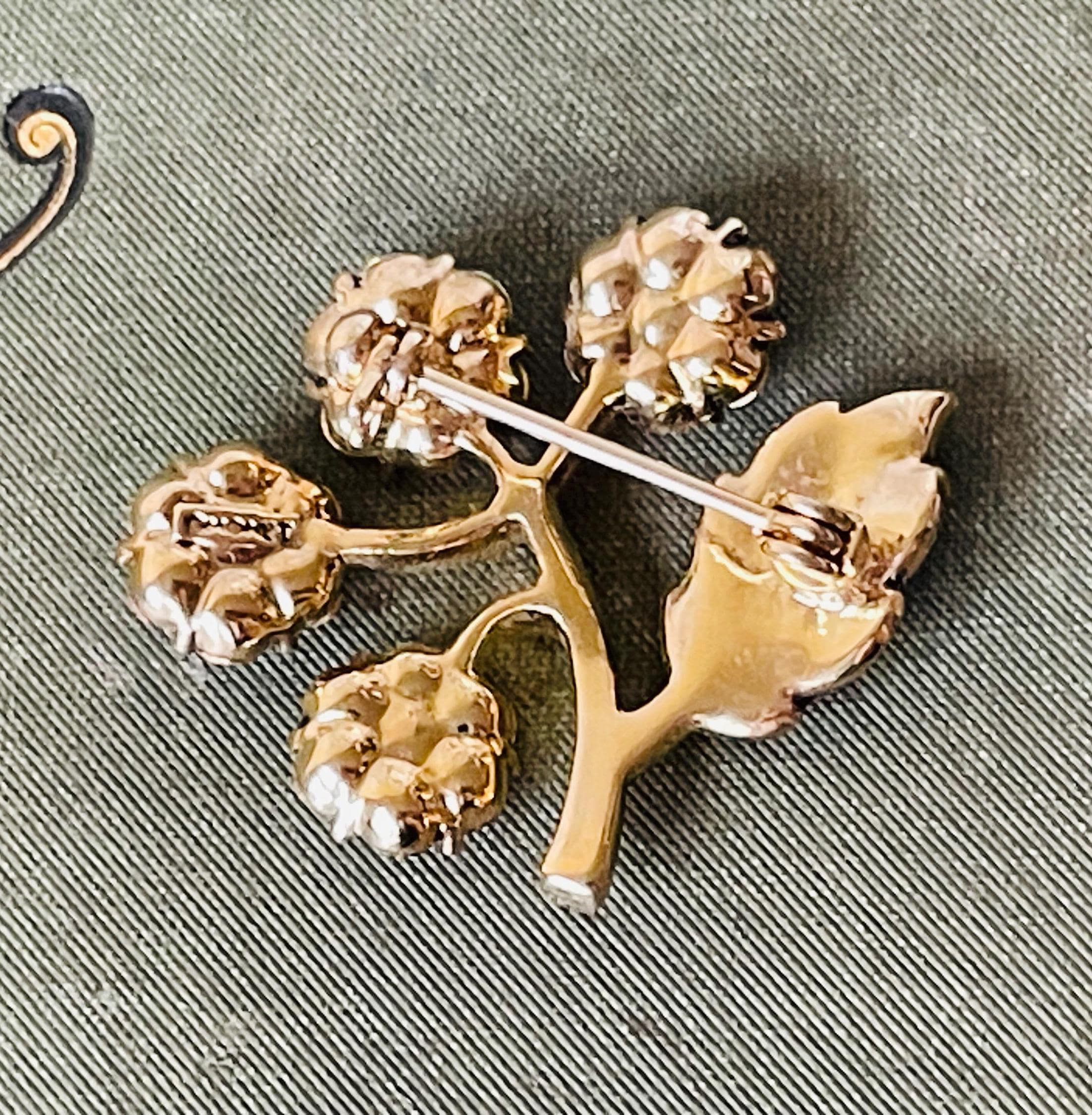 20金　デザインブローチ　美品 ヴィンテージ モネ アジサイ ブローチ：1960年代 アメジスト 花柄ピン