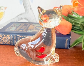 金魚を抱いた透明ガラスの猫 - Etsy 日本