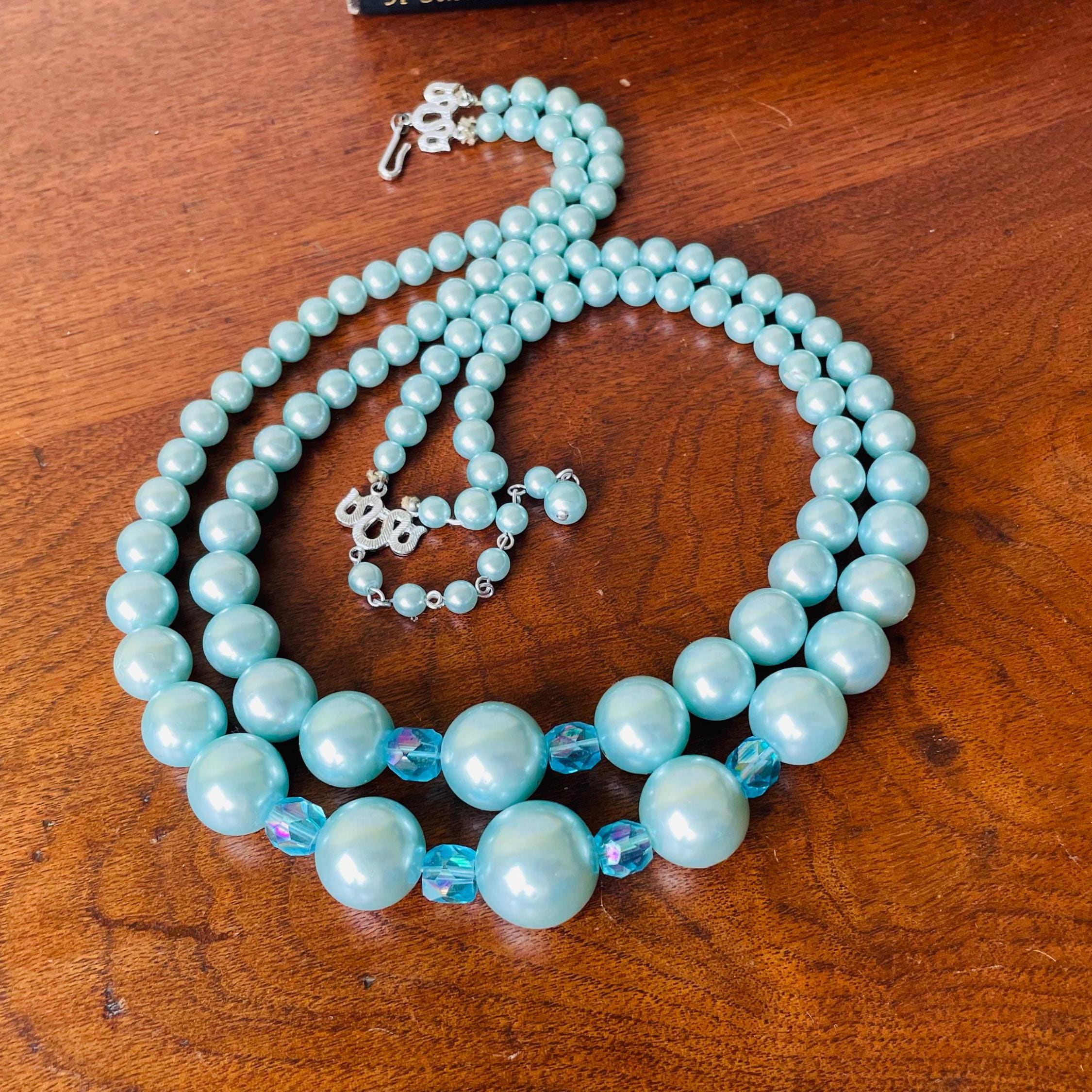 ビンテージ アクアブルーのパドレビーズネックレス ビンテージ アクア