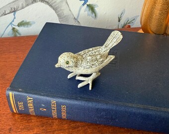 1950s Florenza White Enamel Bird Trinket Box | Vintage Songbird