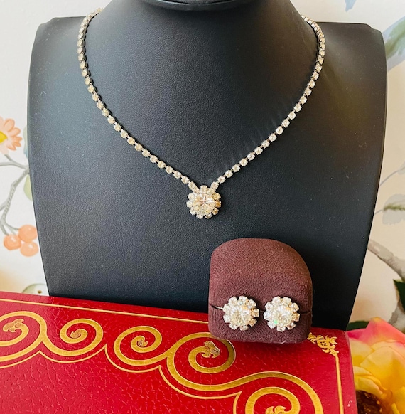 Vintage Emmons 1976 Miss America Jewelry Set Crystal Halo - Main Image