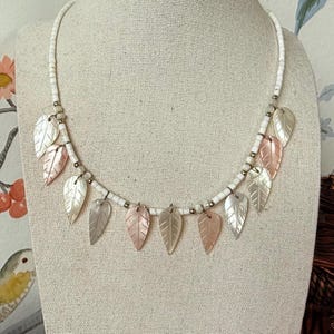 Vintage Carved Shell Leaf Necklace: 1950s Island Style