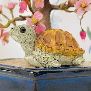 Figurine tortue vintage 1988 | Petites créatures en pierre de l&#39;UDC | Statue d&#39;animal peinte à la main | Cadeau de collection tortue Miller