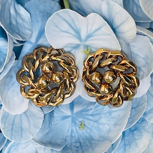 Vintage Bergere Gold Clip On Earrings | 1950s Rope Knot Nest Design | Retro Bird Nest Earrings | Elegant Mid Century Jewelry