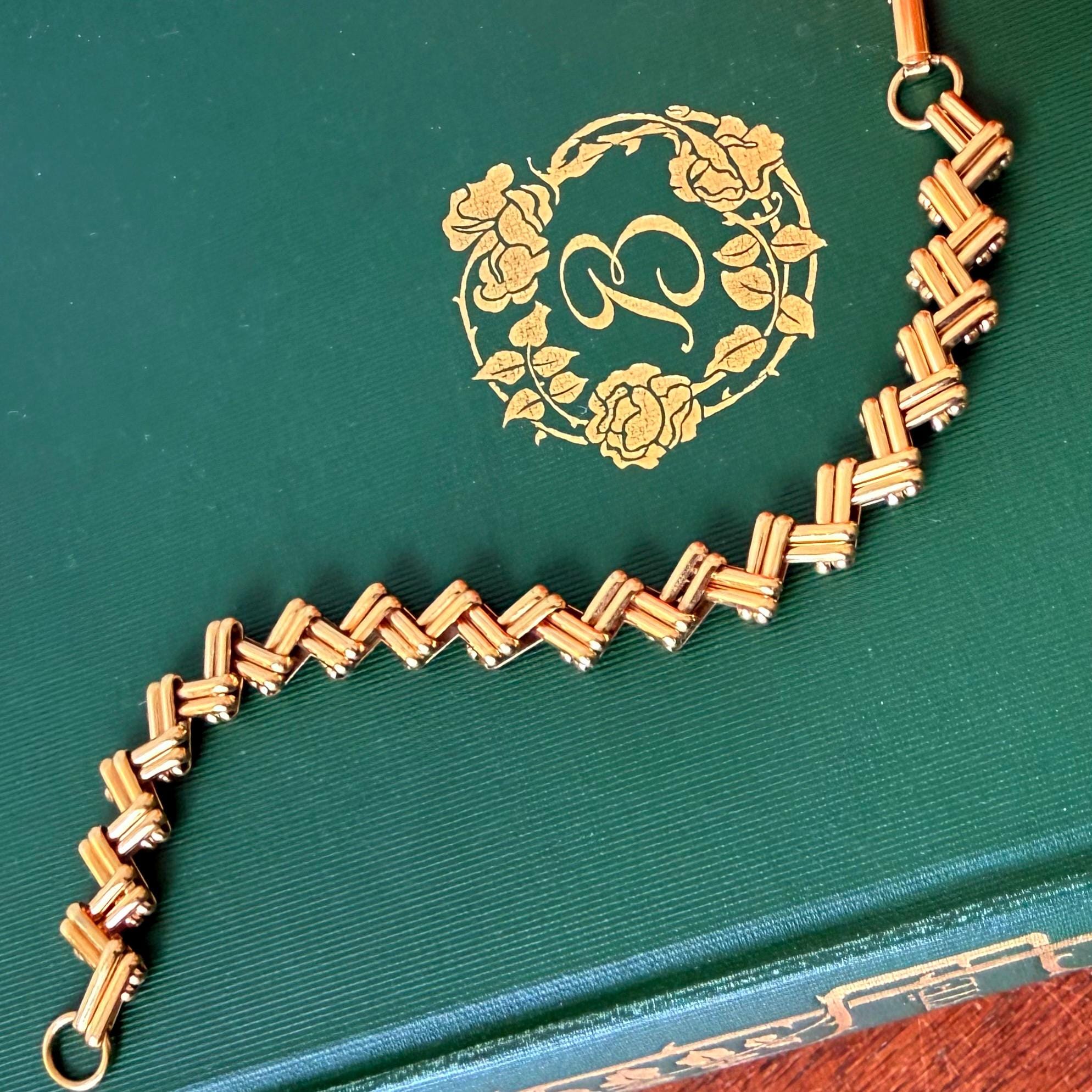Vintage Gold Zig Zag Bracelet | 1960s Geometric Chain - Etsy