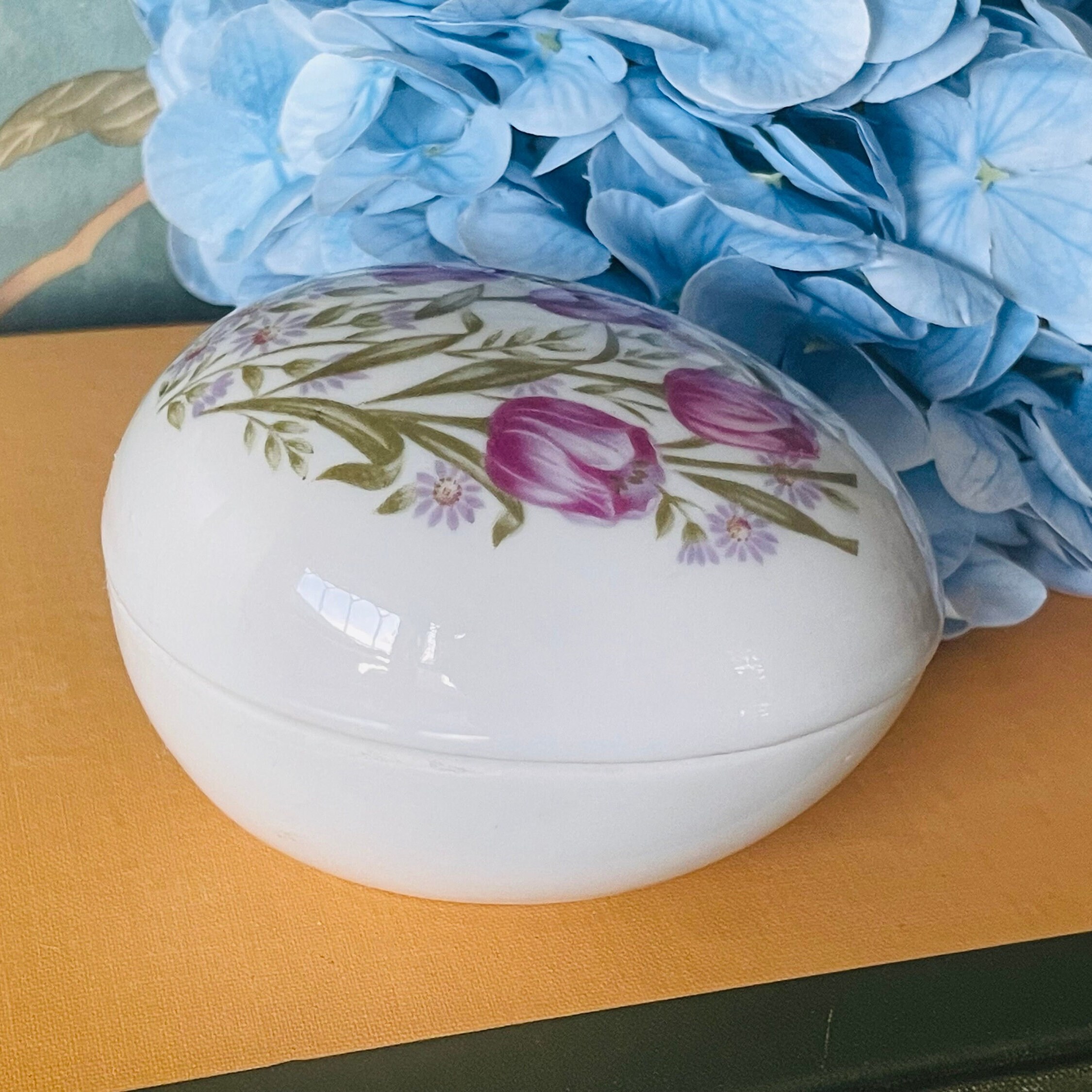 Vintage Lefton Tulip Egg Box | 1950s Japan Porcelain Floral