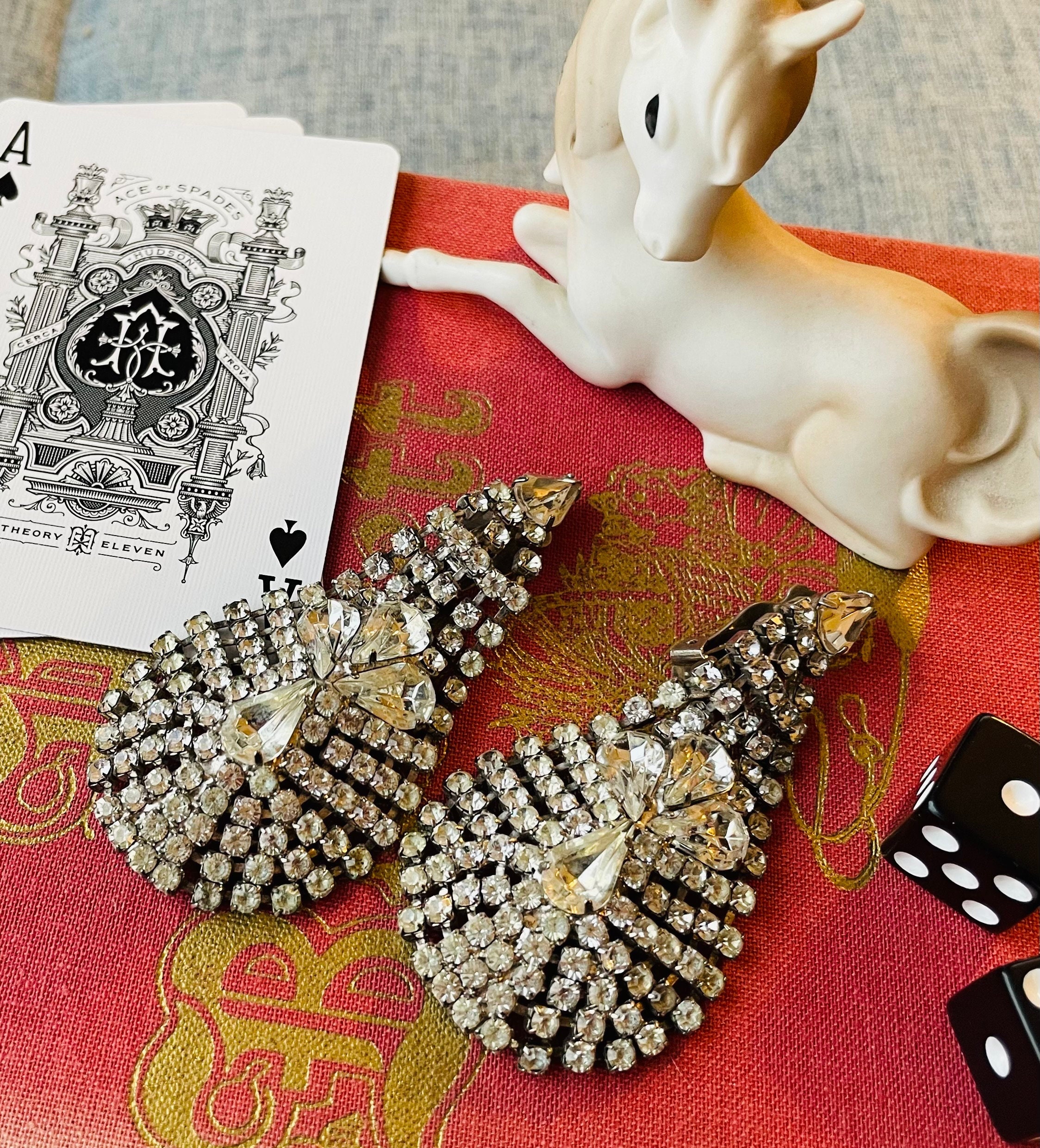 ステートメントフープイヤリング、クリスタルラインストーンサン