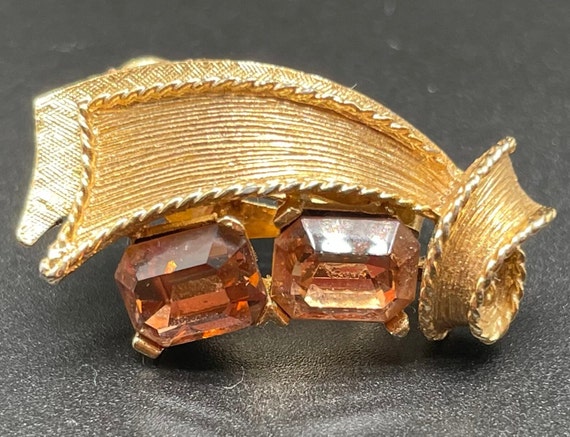 Vintage Lisner Smokey Topaz Crystal Rhinestone Go… - image 6