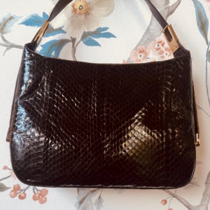 AB Attanasio Borse Italy Genuine Snakeskin Handbag | Italian Leather Shoulder Bag | Adjustable Strap Purse | Luxury Vintage Exotic Leather