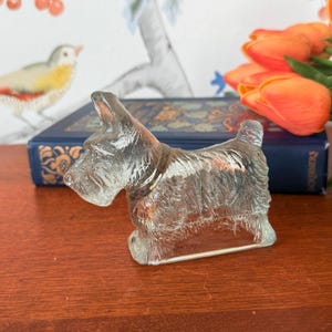 Vintage Glass Scottie Dog Candy Container: 1930s Jeannette PA Figurine