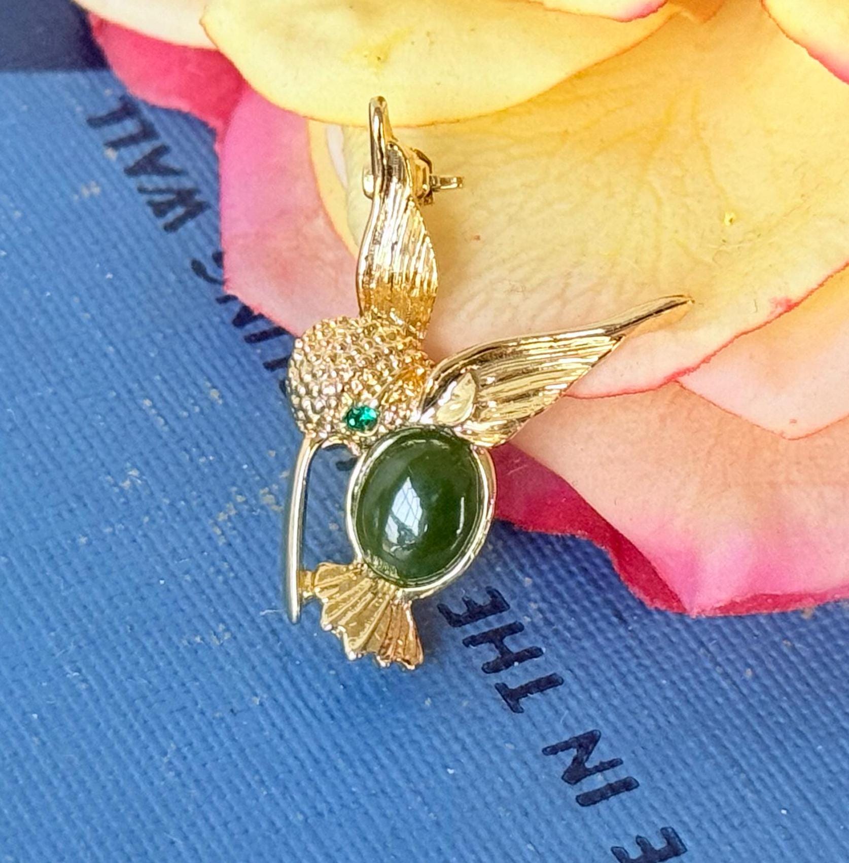 BIJOU VINTAGE PINS OISEAU COLIBRI BIRD Signé SI
