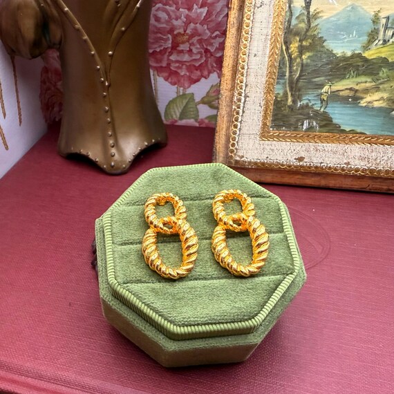 ヴィンテージ アン クライン ゴールド イヤリング：1980年代 ロープ