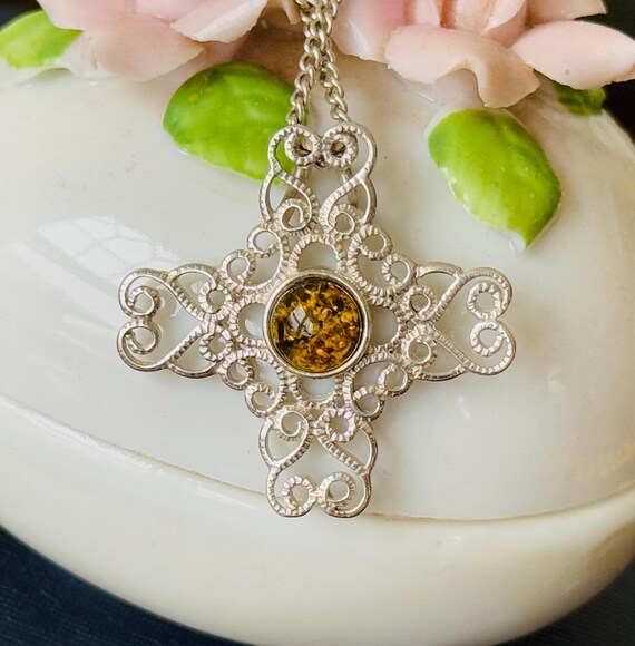 thumbnail image 2 of Sac Silver Filigree Cross Pendant – .925 Sterling Silver – Oxidized Vintage Charm – Unisex 2 of 5