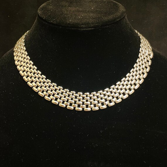 Vintage Napier Silver Panther Chain Choker Neckla… - image 1