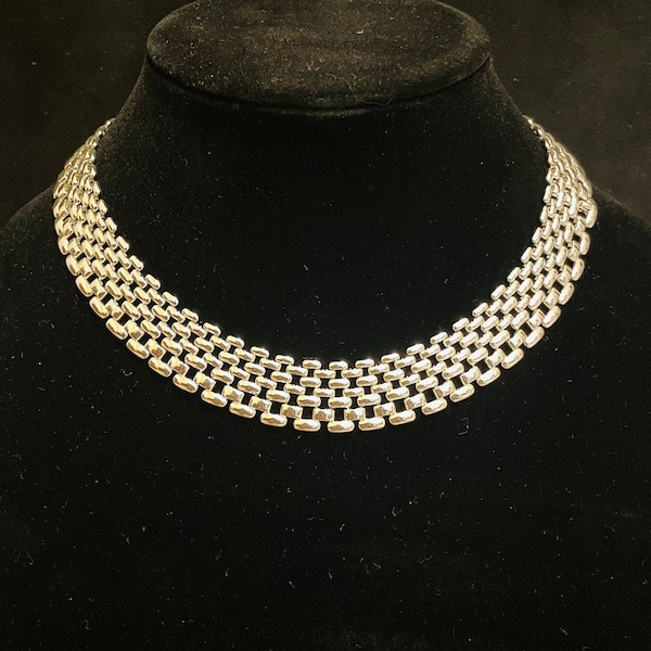 Vintage Napier Silver Panther Chain Choker Necklace (1980’s)