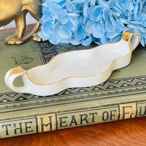 Antique Nippon Gold Gilded Trinket Dish | 1910s Morimura Brothers Bone China | Hand-Painted Vanity Tray | Collector Gift Idea