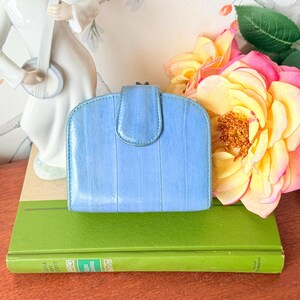 Lee Sands Aal Haut Geldbörse | 1980er Jahre Blaue Clutch Billfold | Echt Aal Leder Geldbörse | Vintage Exotisches Aal Haut Accessoire
