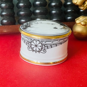 Vintage Ironbridge China Trinket Box | 1980s English Bone China with Gold Trim | Industrial Heritage Gift, Small Keepsake Box