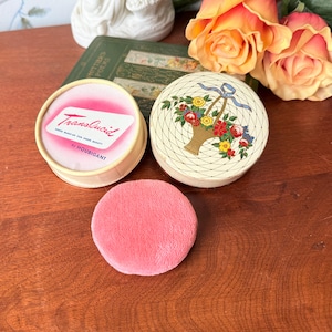 Vintage Houbigant Translucid Face Powder | 1940s Sheer-Sifted Peach Powder Tin | Antique Floral Vanity Box | Sealed Collectible Makeup