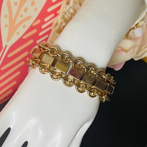 Vintage Karu Gold Link Bracelet | 1940s Chunky Chain Statement Jewelry | Brutalist Bold Estate Cuff | Gift for Her