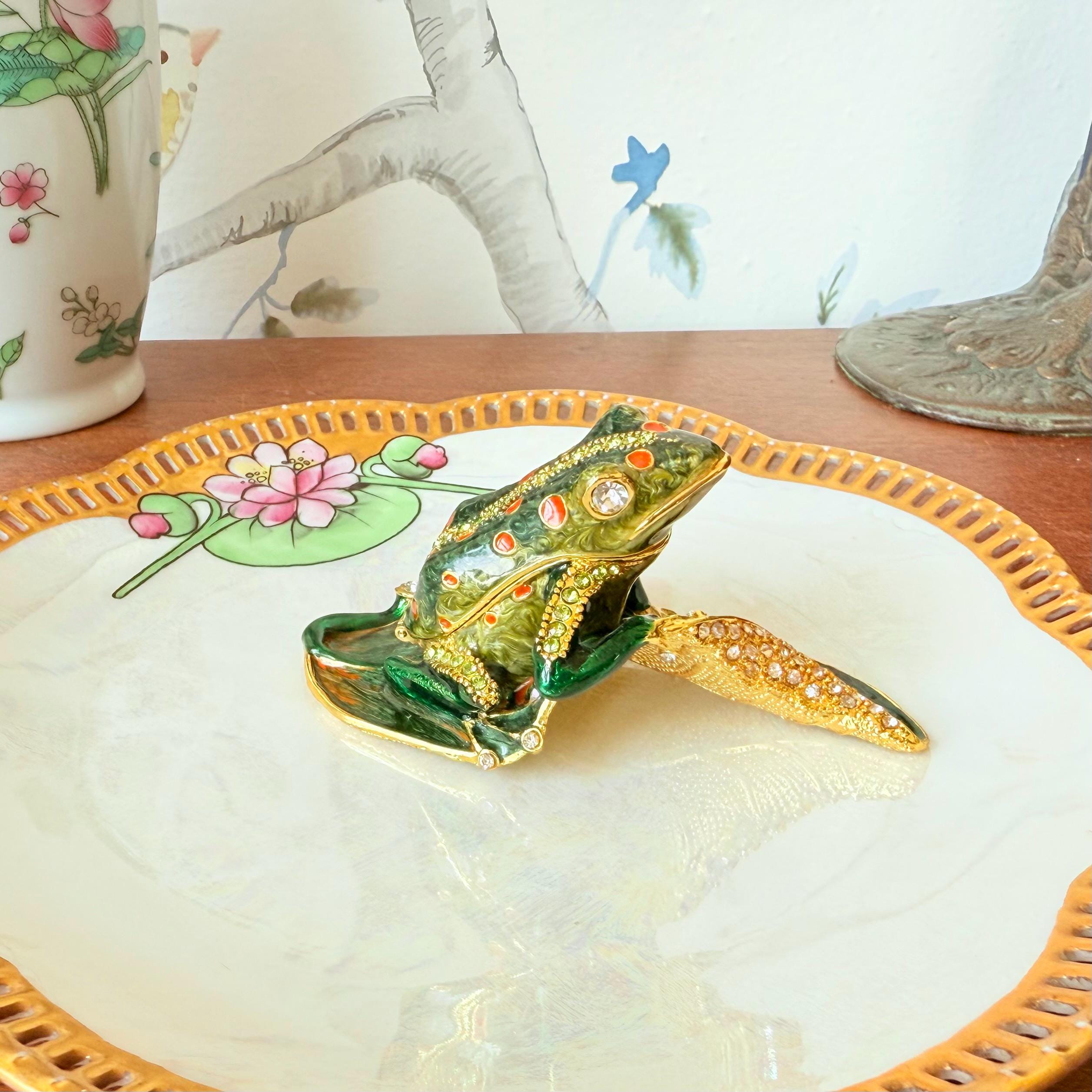 Azurt LCX Hand-Painted Enamel Trinket Box With Frog Figurine - Jewelry Storage & Home Decor Keepsake - View #2