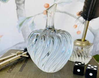 Pisapapeles vintage de cristal estriado con forma de manzana / Decoración de escritorio de cristal transparente / Regalo para profesores