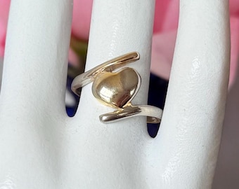 Anillo vintage de plata de ley con forma de corazón: estilo minimalista de los años 80, talla 7,75