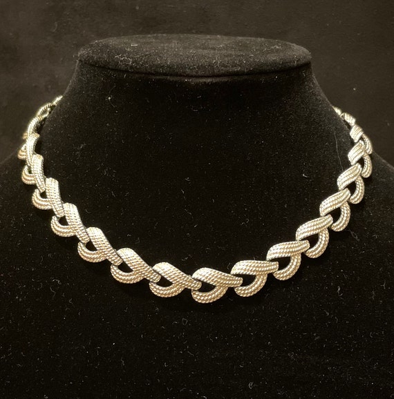 Vintage Napier Rhodium Plated Silver Textured Link