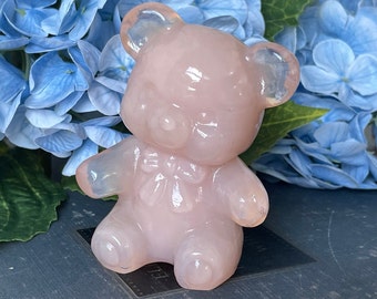Vintage Boyd’s Crystal Art Glass “Fuzzy the Bear” Lullaby Pink Figurine (1980’s)