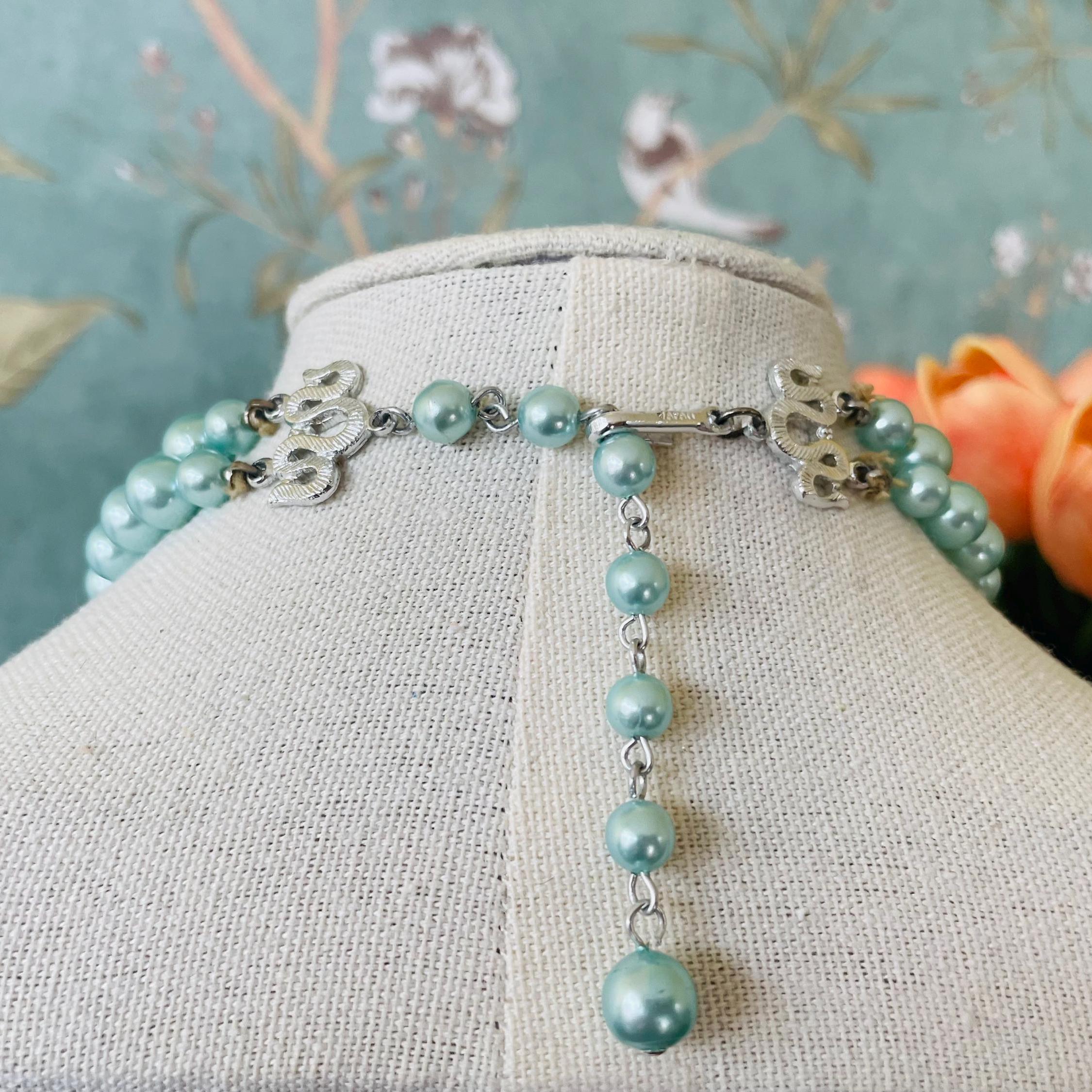 ビンテージ アクアブルーのパドレビーズネックレス ビンテージ アクア