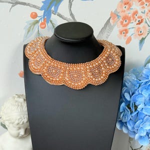 Vintage Pearl Collar Necklace | 1950s Glentex Made in Japan | Hand Beaded Silk Choker | Cottagecore Coquette Accessory | Chateaucore Fashion