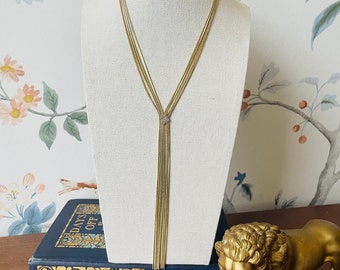 Vintage Gold Box Snake Chain Lariat Necklace (1980’s)