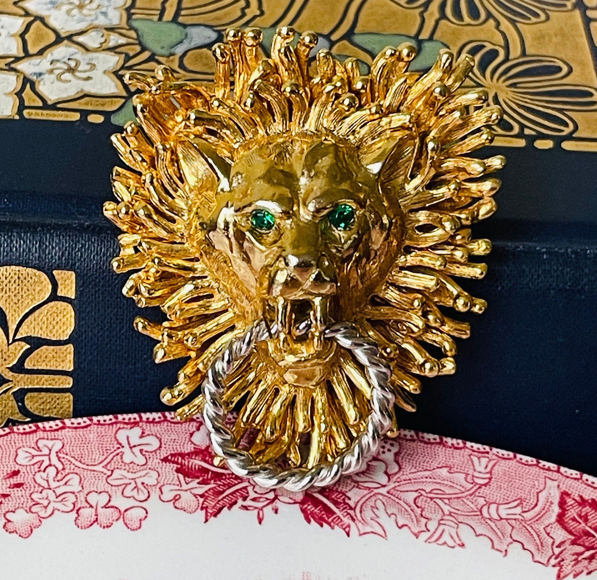 Vintage Denicola Lion Brooch | 1960s Door Knocker Pin