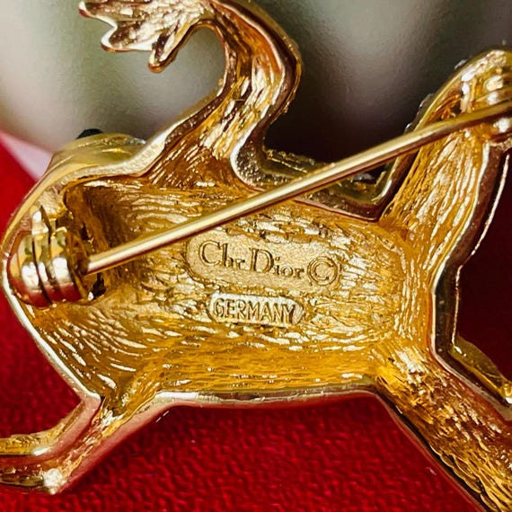 Vintage Christian Dior Swarovski Crystal Frog Brooch | 1980s