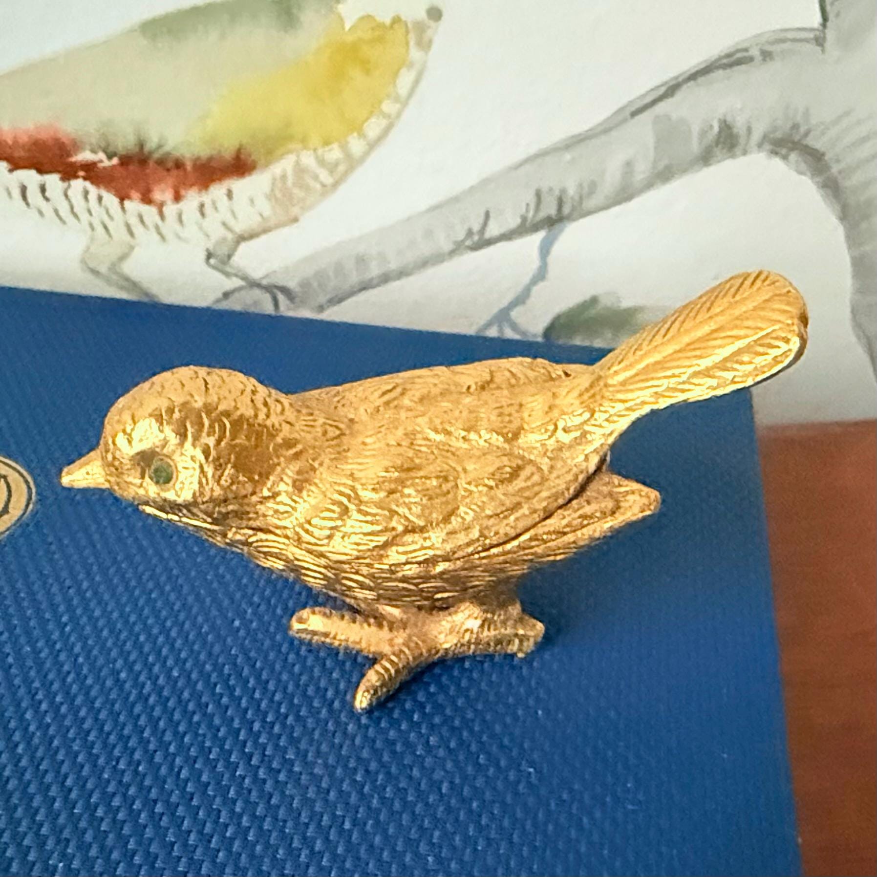 Vintage Florenza Gold Bird Trinket Box | Figural Ring Holder